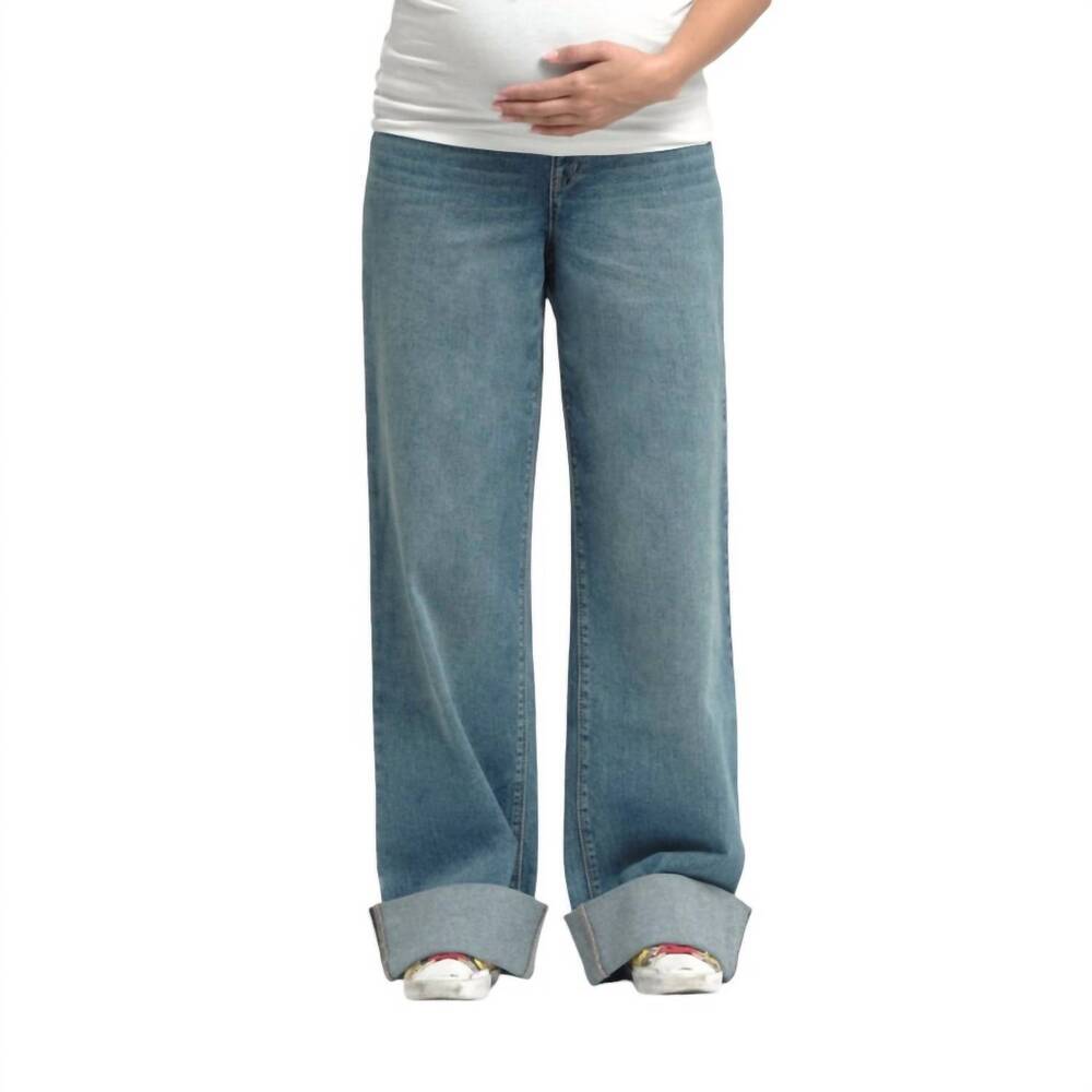 NEW 1822 DENIM maternity roll cuff wide leg jean with bellyband in willa